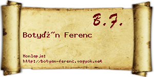 Botyán Ferenc névjegykártya